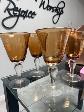 Amber colored Goblets (4)